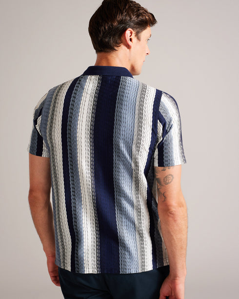 WALRAF-Tops-SS Textured Stripe Zip Polo- Ted Baker Romania